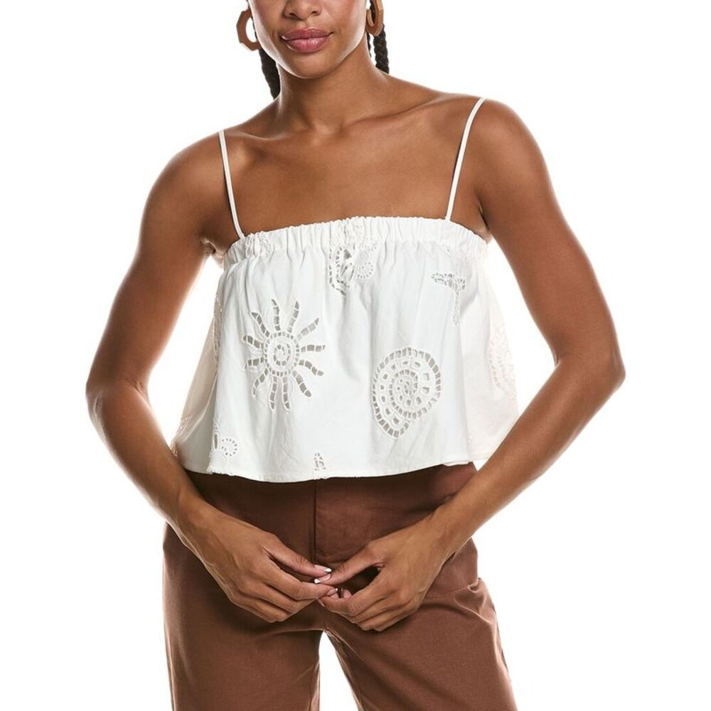 Seraphina Womens Embroidered Lace Top